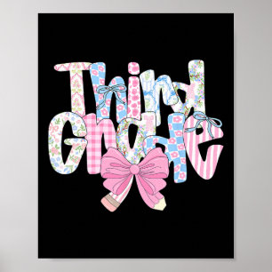 Preppy Third Grade Teacher Blue Floral Coquette Pe Poster