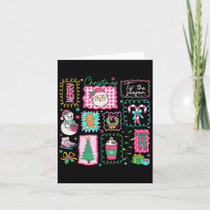 Preppy Tis The Season Pink Christmas Coffee Family Card
