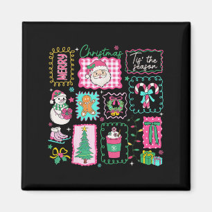 Preppy Tis The Season Pink Christmas Coffee Family Magnet