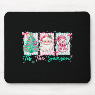 Preppy Tis The Season Santa Snowman Merry Christma Mouse Pad