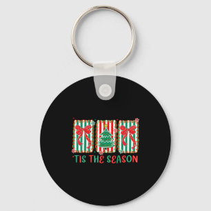 Preppy Tis The Season Xmas Tree Coquette Bow Chris Key Ring