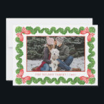 Preppy Topiary Garden Christmas  Photo  Holiday Card<br><div class="desc">This Topiary garden Christmas photo card features a boxwood hedge with in red and white bows on each corner. You can add your favourite photo to the centre. On the back is a boxwood trellis pattern with coordinating red bows.</div>