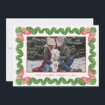 Preppy Topiary Garden Christmas  Photo  Holiday Card<br><div class="desc">This Topiary garden Christmas photo card features a boxwood hedge with in red and white bows on each corner. You can add your favourite photo to the centre. On the back is a boxwood trellis pattern with coordinating red bows.</div>