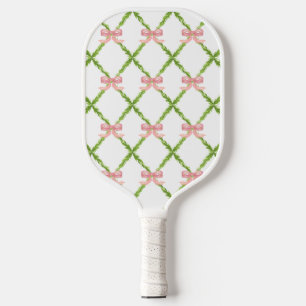 Preppy Trellis with Pink Bows Pickle Ball Pickleball Paddle