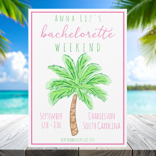 Preppy Tropical Bachelorette Party Itinerary Invitation