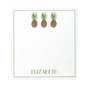 Preppy Tropical Pineapples Personalised Notepad