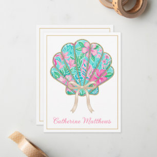 Preppy Tropical Seashell Personalised Card