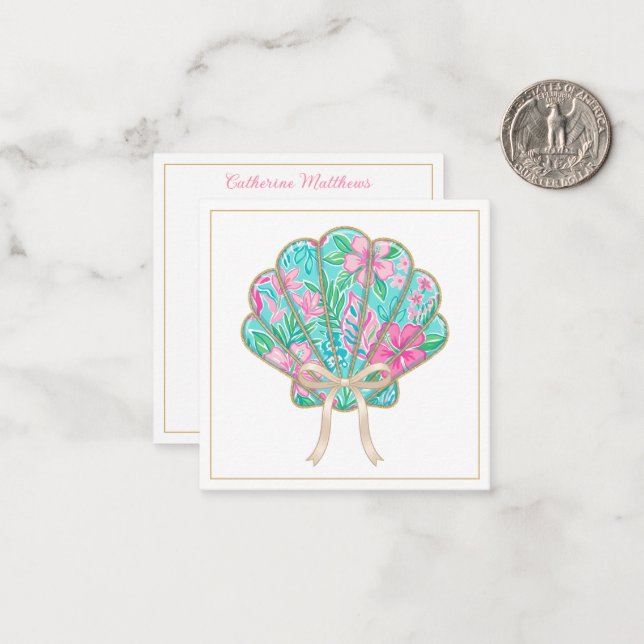 Preppy Tropical Seashell Personalised Card (Front/Back In Situ)