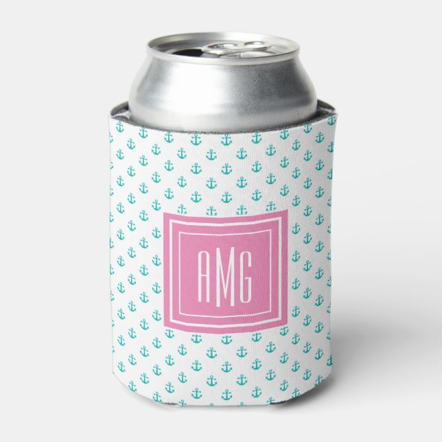 Preppy Turquoise⎢ Monogram Cooler (Can Front)