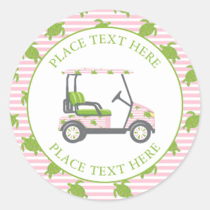 Preppy Turtles Golf Cart Classic Round Sticker