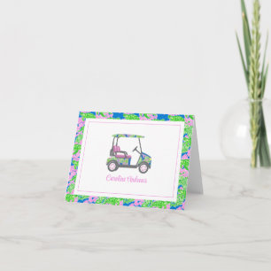 Preppy Turtles Palm Beach Golf Cart Personalised Thank You Card