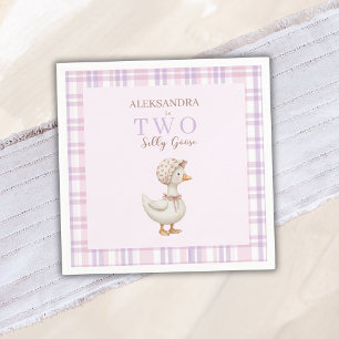 Preppy Two Silly Goose Girl 2nd Birthday Party Napkin