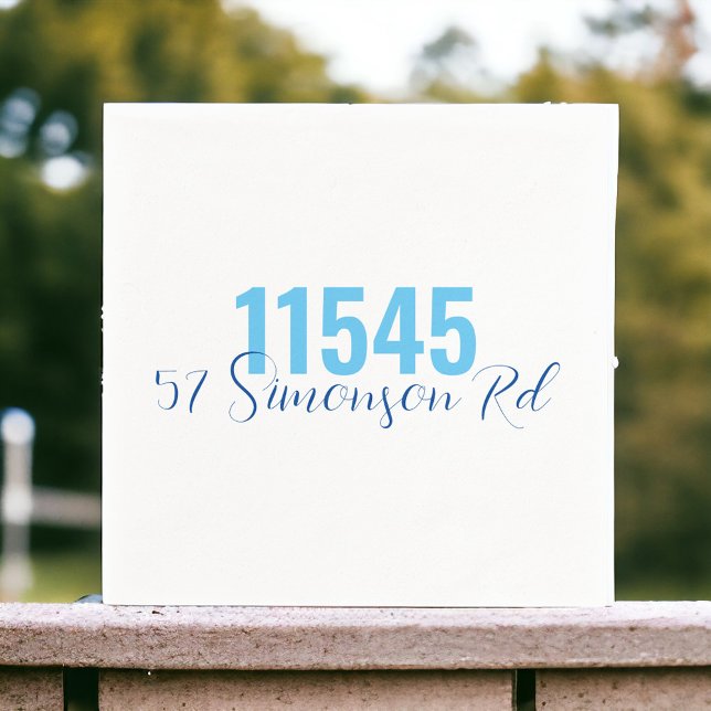Preppy Two Tone Zip Code Street Address Custom Napkin (Creator Uploaded)