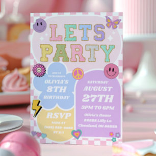 Preppy Varsity Patch Letter Retro Birthday Party Invitation