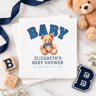 Preppy Varsity Teddy Bear Baby Shower Napkin