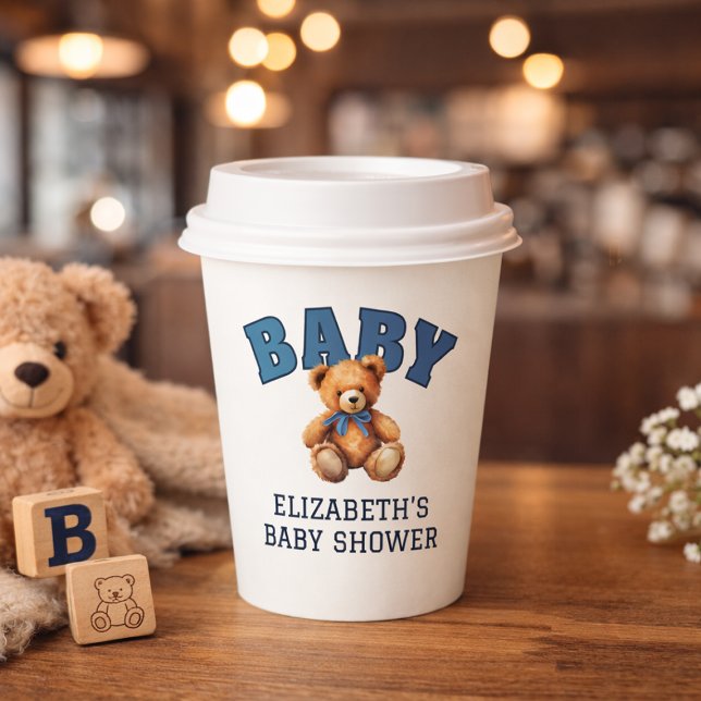 Preppy Varsity Teddy Bear Baby Shower Paper Cups (Preppy Varsity Teddy Bear Baby Shower Paper Cups)