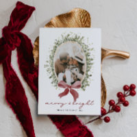 Preppy Vintage Red Bow Family Photo Christmas