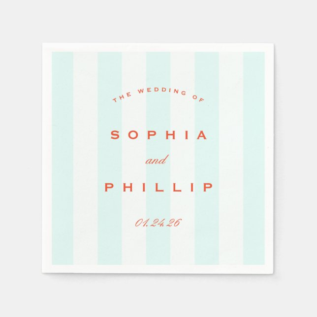 Preppy Vintage Stripes Wedding Paper Napkin (Front)