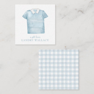 Preppy Watercolor Blue Monogram Golf Polo Shirt Card