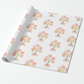 Preppy watercolor floral bouquet  wrapping paper