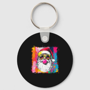 Preppy Watercolor Santa Bubble Gum Nk Sungles Chri Key Ring