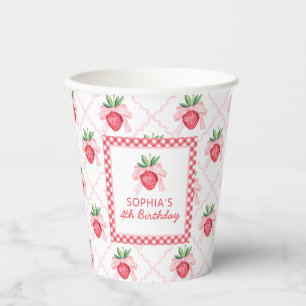 Preppy Watercolor Strawberries Berry Sweet Paper Cups