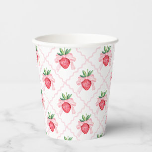 Preppy Watercolor Strawberries Berry Sweet Paper Cups