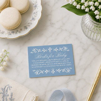 Preppy Wedgewood Blue Baby Shower Books for Baby Enclosure Card