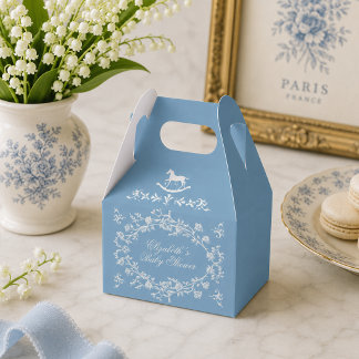 Preppy Wedgewood Blue Rocking Horse Baby Shower Favour Box