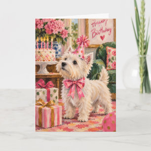 Preppy West Highland White Terrier Dog Birthday Card
