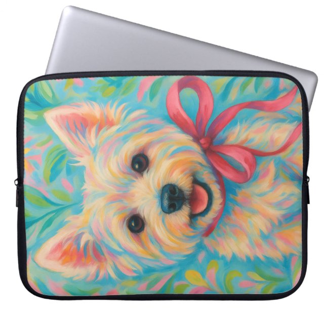 Preppy Westie Laptop Sleeve (Front)
