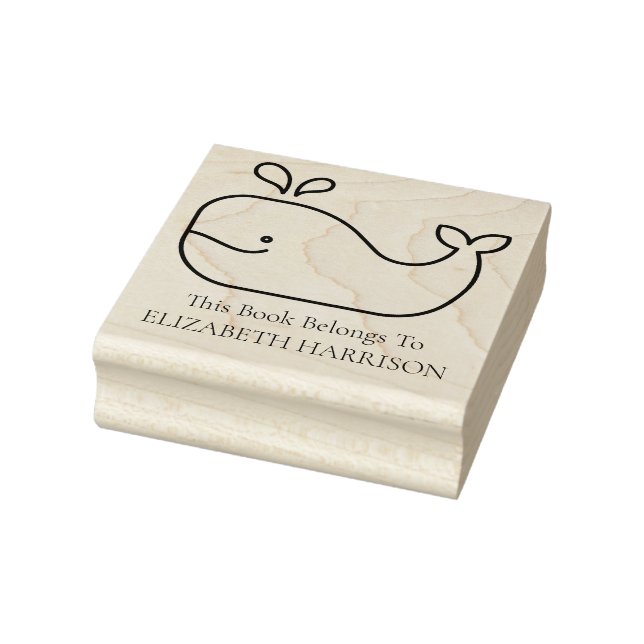 Preppy Whale Personalised Rubber Stamp (Stamp)