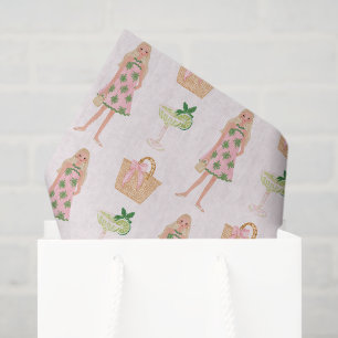 Preppy Whimsical Pink & Green Palm Beach Tissue Paper