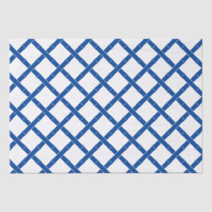 Preppy White and Blue Bamboo Pattern Tissue Paper
