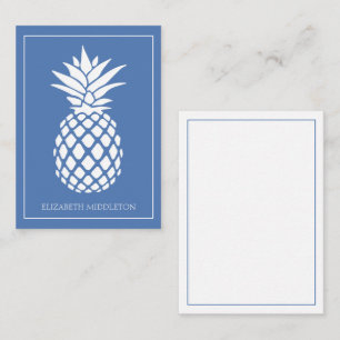 Preppy White Pineapple on Blue Card