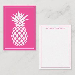 Preppy White Pineapple on Pink Card