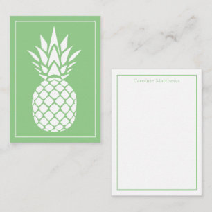 Preppy White Pineapple on Sage Green Card