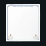 Preppy White Pumpkin Blue Border Personalised Name Notepad<br><div class="desc">Classic with a twist notepad design that you can personalise with your own text including a name. The design features a Greek Key corner border with white watercolor pumpkins in the bottom left and bottom right corners. These were originally handpainted by me before being scanned into digital form. Please note...</div>