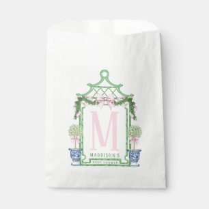 Preppy Wreath with Pink Gingham Bow Baby Shower Favour Bags