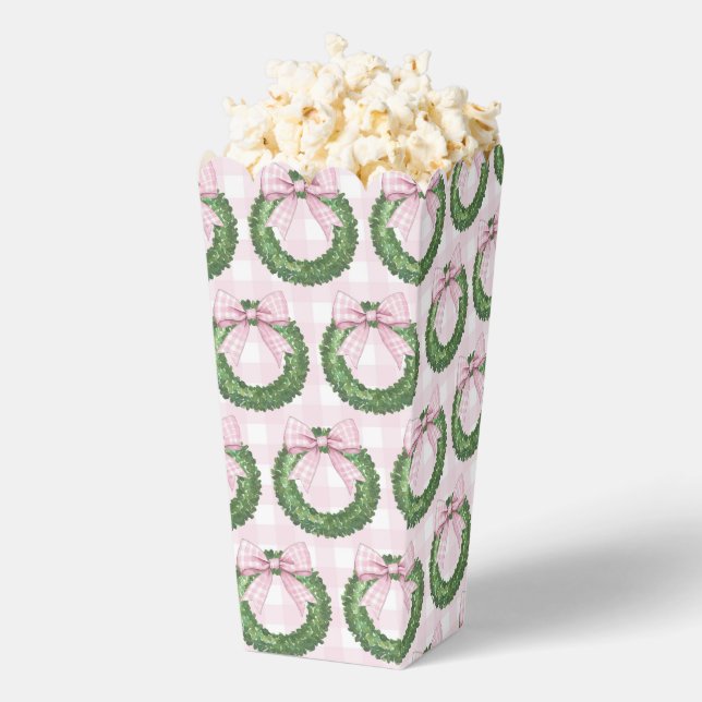 Preppy Wreath with Pink Gingham Bow  Favour Box (Popped)