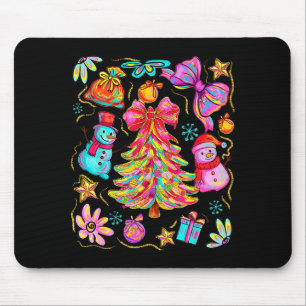 Preppy Xmas Coquette Bow Lace Merry Bright Christm Mouse Pad