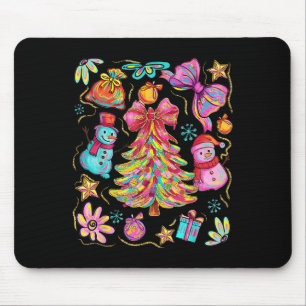Preppy Xmas Coquette Bow Lace Merry Bright Christm Mouse Pad