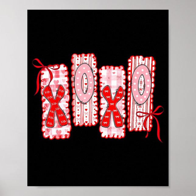 Preppy Xoxo Coquette Bow Hearts Valentine's Day Wo Poster (Front)