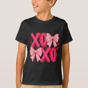Preppy Xoxo Coquette Bow Hearts Valentine's Day Wo T-Shirt