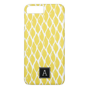 Preppy Yellow Lemon Black Monogram Personalised iPhone 8 Plus/7 Plus Case