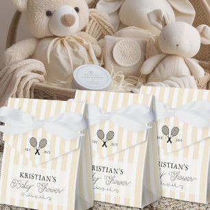 Preppy Yellow Stripes Baby Shower Tennis Theme Favour Box