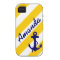 PREPPY YELLOW STRIPES BLUE ANCHOR YOUR NAME
