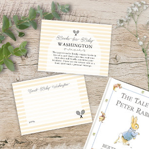 Preppy Yellow Tennis Baby Shower Book Request Enclosure Card