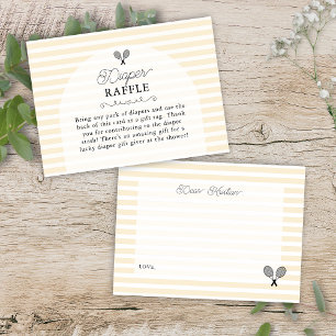 Preppy Yellow Tennis Baby Shower Diaper Raffle Enclosure Card