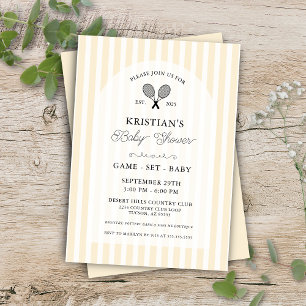 Preppy Yellow Tennis Country Club Baby Shower Invitation